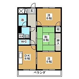 マンション豊四季 3DKの間取図画像