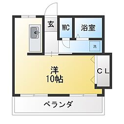 コーポニュートミセ ワンルームの間取図画像