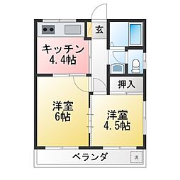 ハイツ大丸 2Kの間取図画像