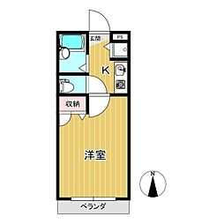バードヒル 1Kの間取図画像