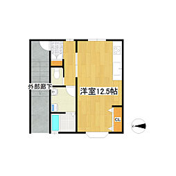 ひまわりハイツ ワンルームの間取図画像