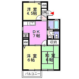 ルミエール大井A 3DKの間取図画像