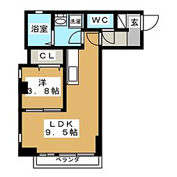 シルフィード 1階1LDKの間取り
