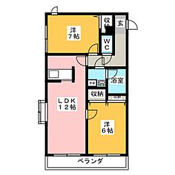 エスポワール篠崎 2LDKの間取図画像