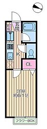 ひまわりハウスB 1Kの間取図画像