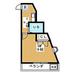 シャトーM 1Kの間取図画像