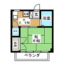 M'Sオカダ 1Kの間取図画像