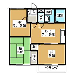 ペイサージュ 3DKの間取図画像