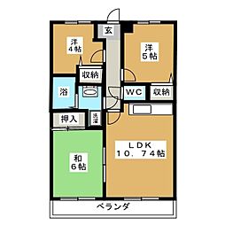 ケイエル市川 2階3LDKの間取り