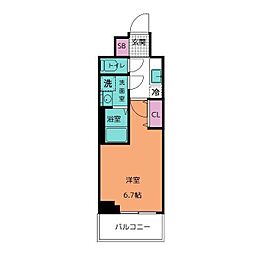 ケーディエックスレジデンス原木中山 1Kの間取図画像