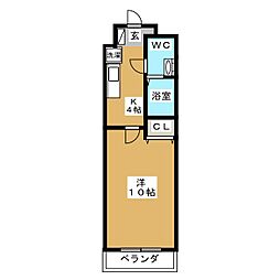 ブルーメ 1Kの間取図画像