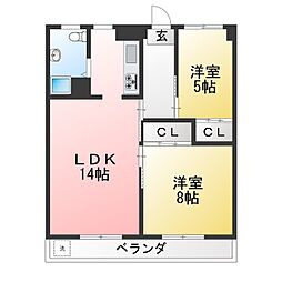 行徳マンション 2LDKの間取図画像