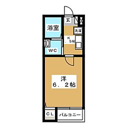 コモド船橋夏見 3階1Kの間取り