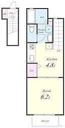 シェリール 2階1Kの間取り
