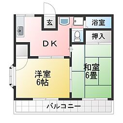 グリーンハイツ 2DKの間取図画像