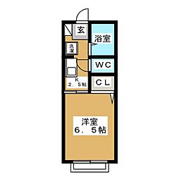 モンピエス船橋 1Kの間取図画像