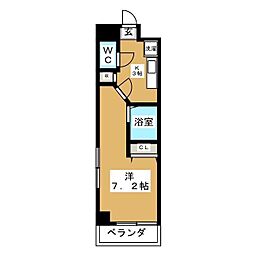 エスペランサK2 1Kの間取図画像