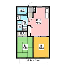 フローラコート壱番館 2DKの間取図画像