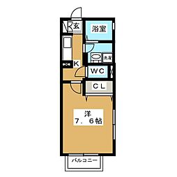 クレベール 1Kの間取図画像