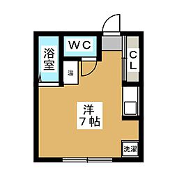 フラットエイトC ワンルームの間取図画像