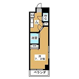 エスペランサK2 1Kの間取図画像