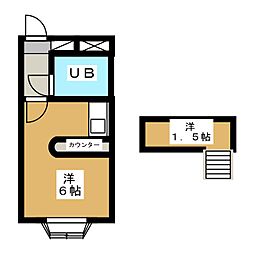 ベルピア高根公団1 1Kの間取図画像