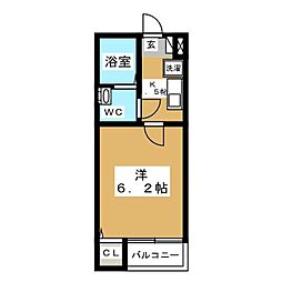 コモド船橋夏見 1Kの間取図画像