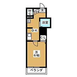 MELDIA二和向台 1Kの間取図画像