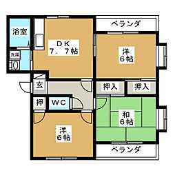 グリーンヒル夏見 3DKの間取図画像