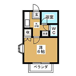 アネックスシイクマ 1Kの間取図画像