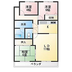 潮ハイツ 3LDKの間取図画像