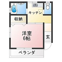 奥田コーポ 1Kの間取図画像