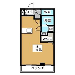 クレセントコート ワンルームの間取図画像