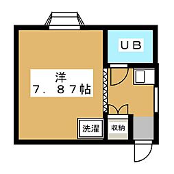 カトレアハウス ワンルームの間取図画像