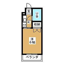 SKビル.1 1Kの間取図画像