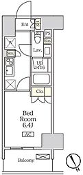 リーフシティ市川ザ・レジデンス 1Kの間取図画像