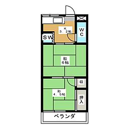 槇荘 2Kの間取図画像