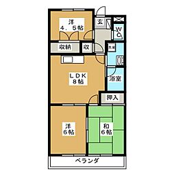 パレドール和弘No.2 3LDKの間取図画像