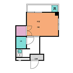 ウイング南 1Kの間取図画像