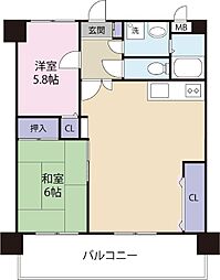 グランピア大橋南 2LDKの間取図画像