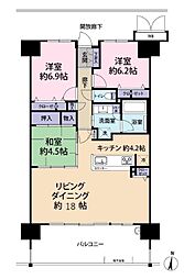 ポレスター南宮崎ザマークス 3LDKの間取図画像