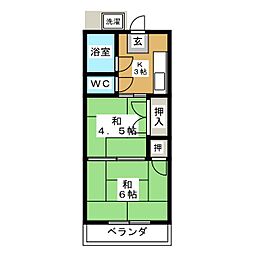 第3五光ハイツ 2Kの間取図画像