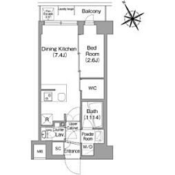 コンフォリア・リヴ平井ＭＵＴＩＯ 2階1DKの間取り