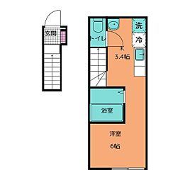 テアトロパッド ワンルームの間取図画像