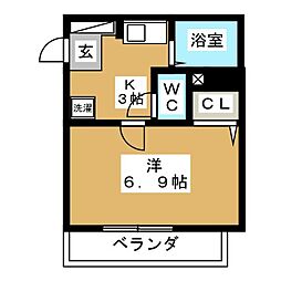 プライムアーバン平井 1Kの間取図画像