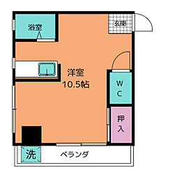クレストハイム ワンルームの間取図画像