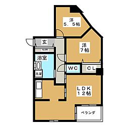 PRISMCOURT平井 2LDKの間取図画像