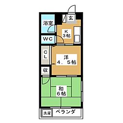 双葉第一マンション 2Kの間取図画像