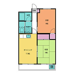 ラヴュー・デ・プラタン 2DKの間取図画像