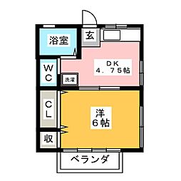 第六京浜ハウス 1DKの間取図画像